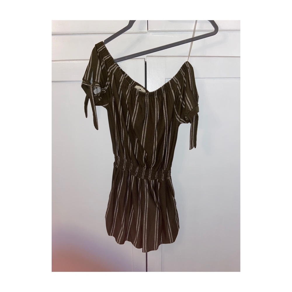 Green striped romper